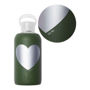 bkr Olive Green Bottle with Silver Heart